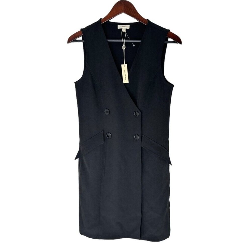 NWT Max Studio Women’s Professional Black Sleeveless Blazer Dress SZ Small